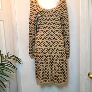 I.N.C. Brand Gold & Black Chevron Dress
